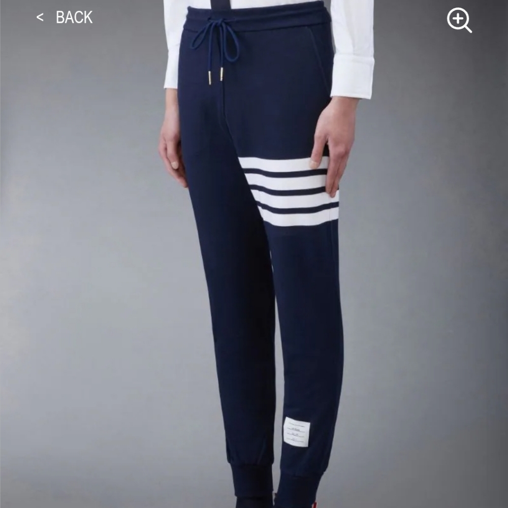 Thom Browne. Authentic Luxury Brand Men's Four Stripe Navy Blue Sweatpants